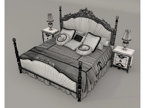 Classic European Style Bed Set 63 3D Model
