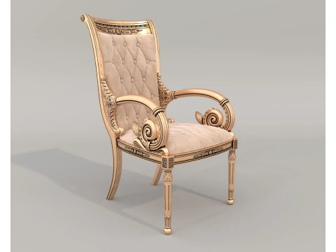 Classic European style Dining Table and Chairs 57 3D Model