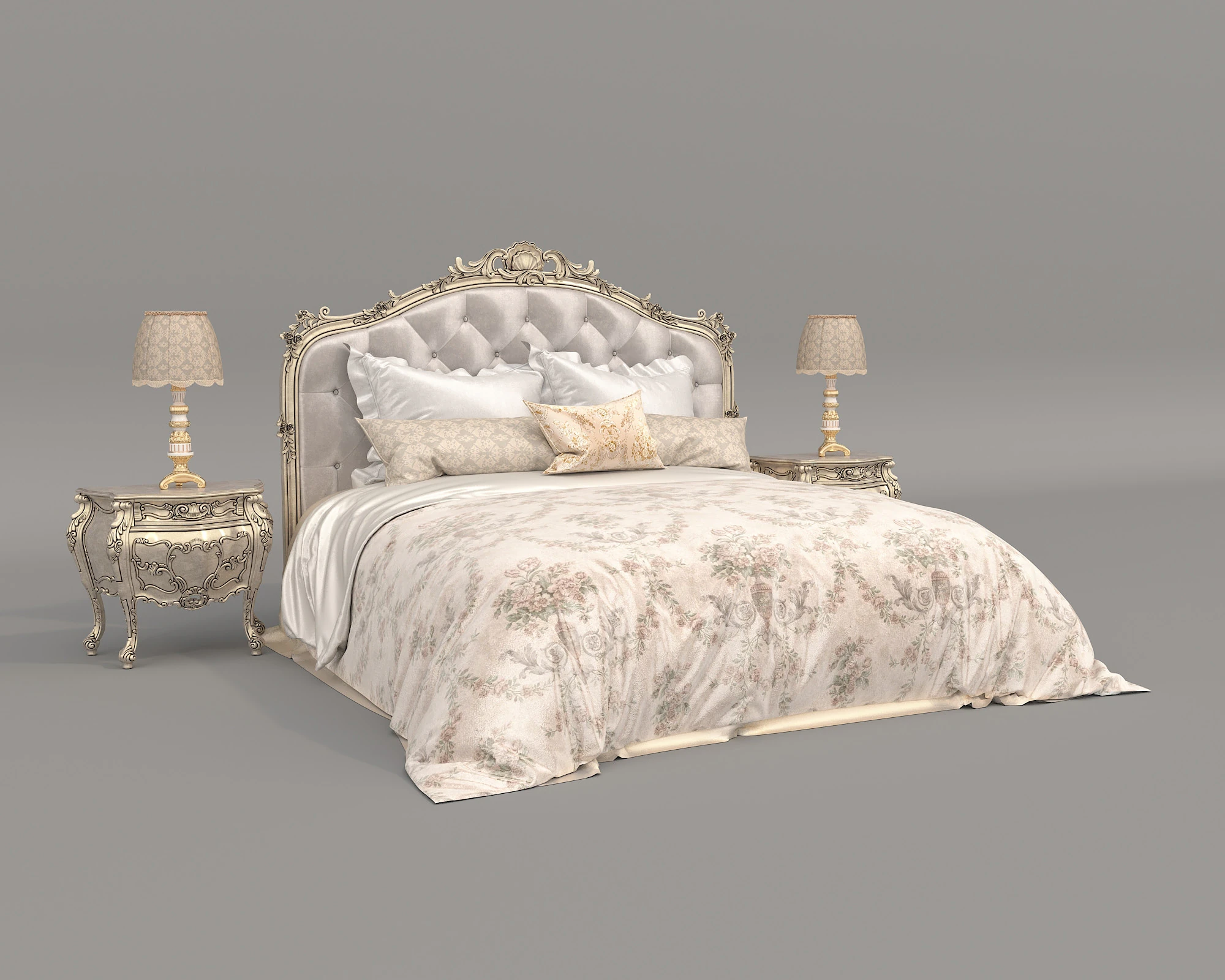 Set letto classico in stile europeo 64 Modello 3D .c4d .max .obj .3ds .fbx .stl .blend