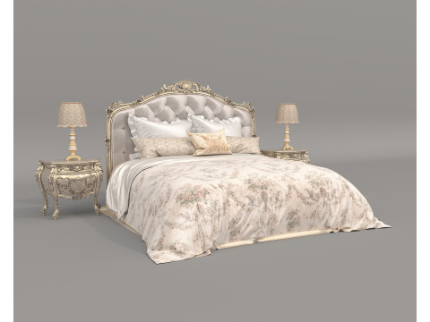 Classic European Style Bed Set 64 Modelo 3D