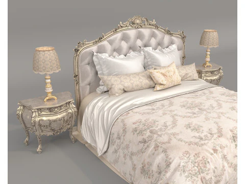 Set letto classico in stile europeo 64 Modello 3D