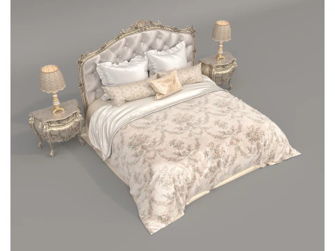 Set letto classico in stile europeo 64 Modello 3D
