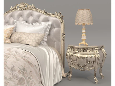 Set letto classico in stile europeo 64 Modello 3D