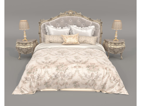Classic European Style Bed Set 64 3Dモデル