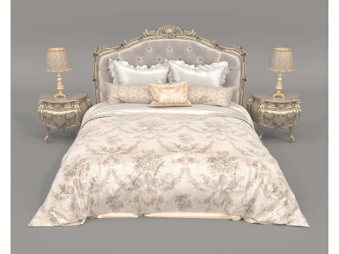 Set letto classico in stile europeo 64 Modello 3D