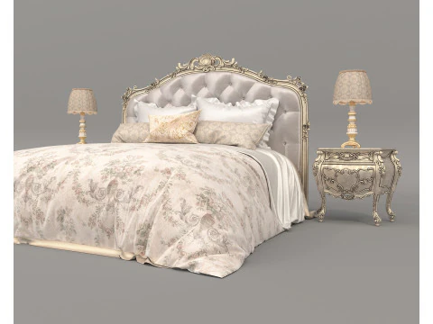 Set letto classico in stile europeo 64 Modello 3D