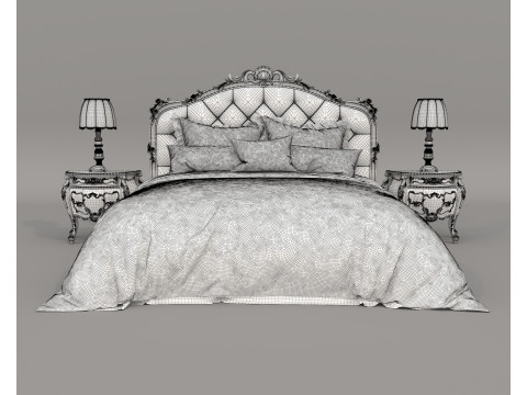 Classic European Style Bed Set 64 3Dモデル