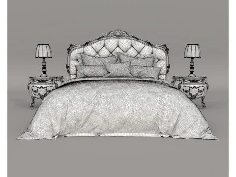Set letto classico in stile europeo 64 Modello 3D