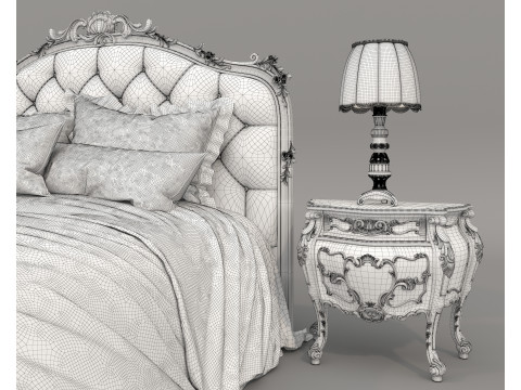 Classic European Style Bed Set 64 3Dモデル