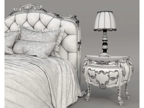 Set letto classico in stile europeo 64 Modello 3D