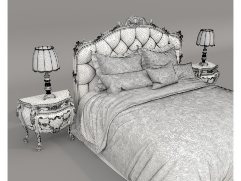 Classic European Style Bed Set 64 3Dモデル