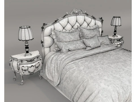 Set letto classico in stile europeo 64 Modello 3D
