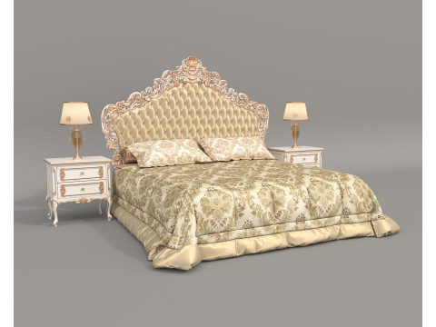 Classic European Style Bed Set 65 Modelo 3D