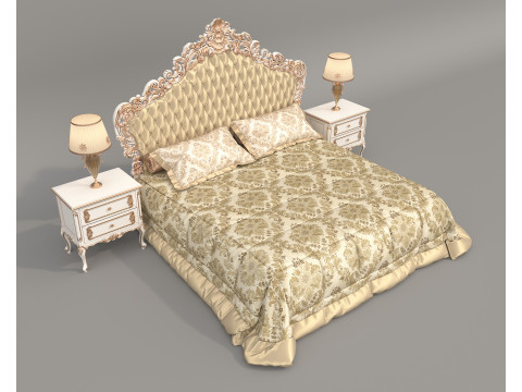 Classic European Style Bed Set 65 3D Model