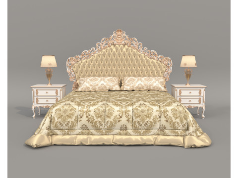 Classic European Style Bed Set 65 3D Model