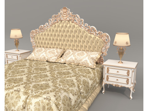 Classic European Style Bed Set 65 3D Model