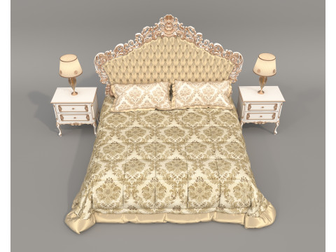 Classic European Style Bed Set 65 3D Model