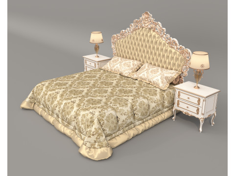 Classic European Style Bed Set 65 3D Model