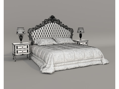 Classic European Style Bed Set 65 3D Model