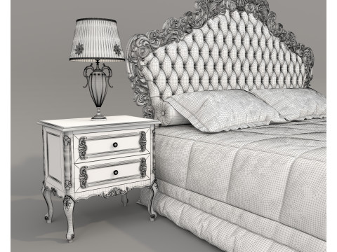 Classic European Style Bed Set 65 3D Model