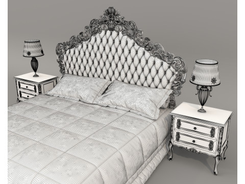 Classic European Style Bed Set 65 3D Model