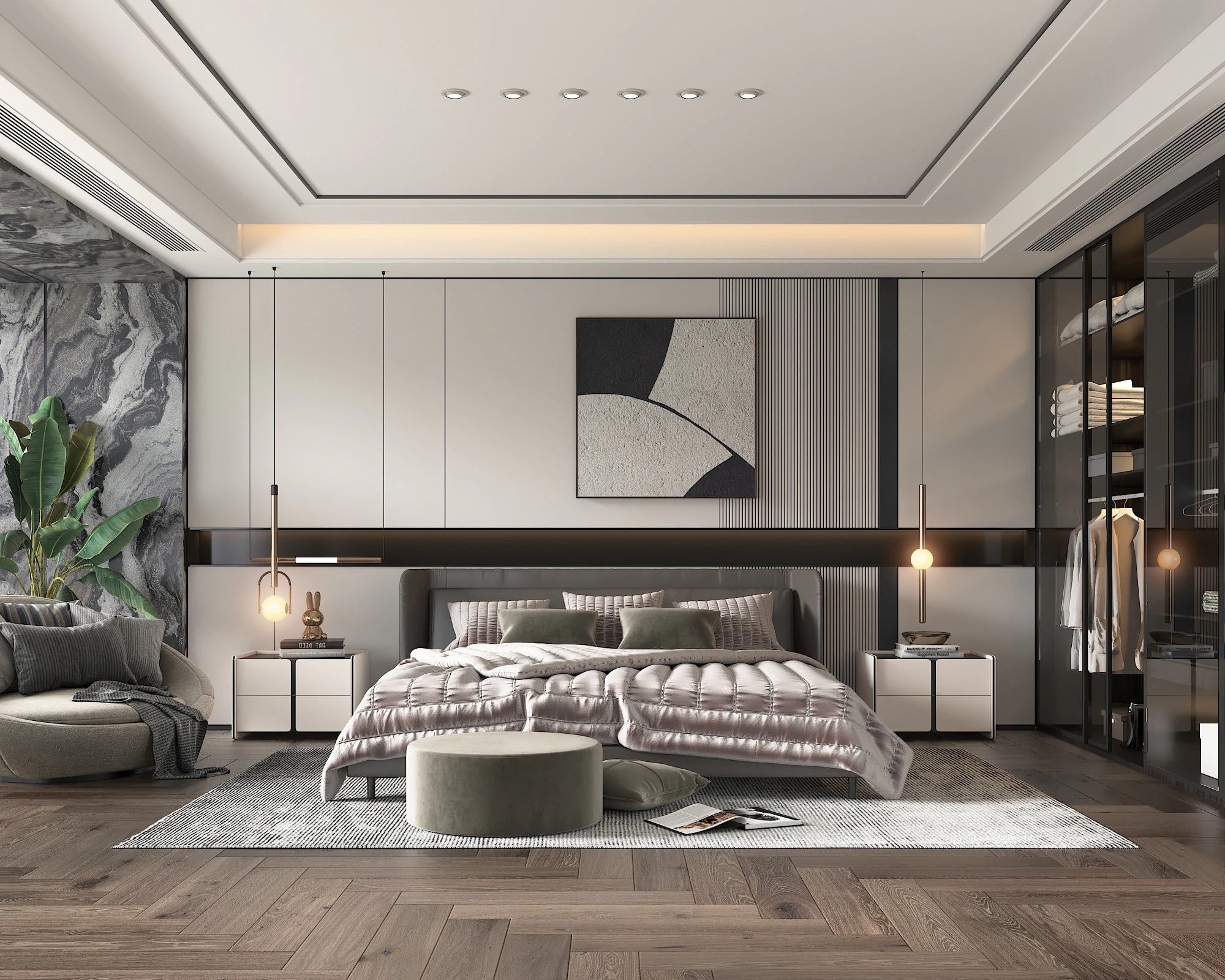 Modern Bedroom Scene 47 3D Model .c4d .max .obj .3ds .fbx .stl .blend 