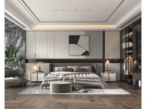 Modern Bedroom Scene 47 Modelo 3D