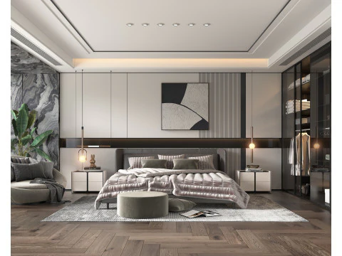 Modern Yatak Odası Sahnesi 47 3D Model