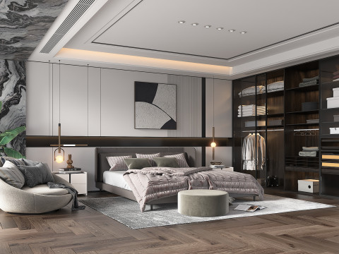 Modern Bedroom Scene 47 3D Model