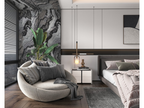 Modern Bedroom Scene 47 3D Model