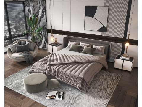 Modern Bedroom Scene 47 3D Model