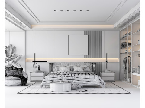 Modern Bedroom Scene 47 3D Model