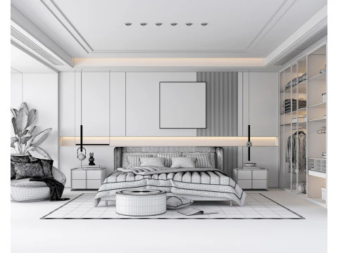 Modern Bedroom Scene 47 3D Model