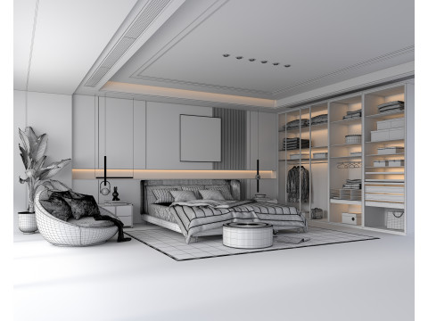 Modern Bedroom Scene 47 3D Model