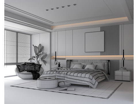 Modern Bedroom Scene 47 3D Model