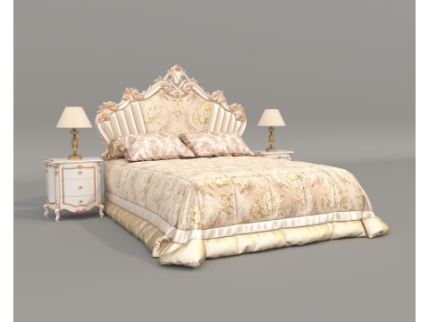 Classic European Style Bed Set 66 Modelo 3D