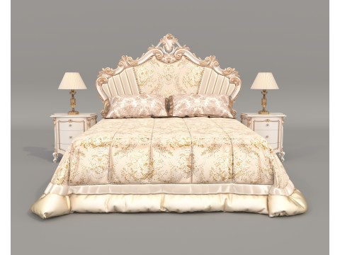 Classic European Style Bed Set 66 Model 3D