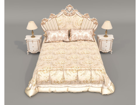 Classic European Style Bed Set 66 Model 3D