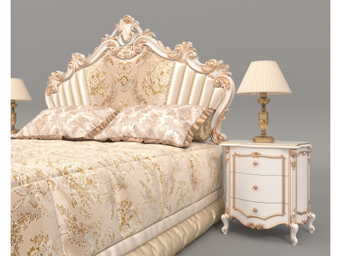 Classic European Style Bed Set 66 Model 3D