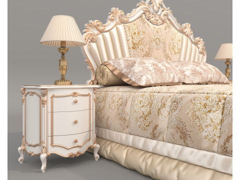 Classic European Style Bed Set 66 Model 3D
