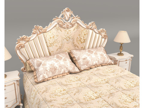 Classic European Style Bed Set 66 Model 3D