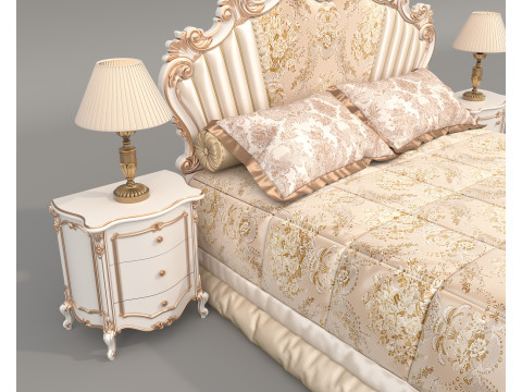 Classic European Style Bed Set 66 Model 3D