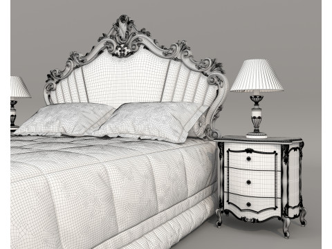 Classic European Style Bed Set 66 Model 3D