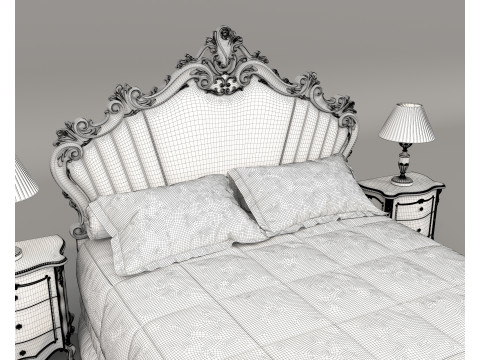 Classic European Style Bed Set 66 Model 3D