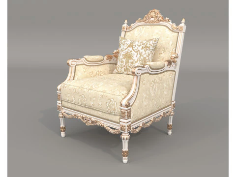 Classic European Style Sofa and Armchair Set 8 3D Model