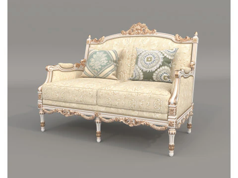 Classic European Style Sofa and Armchair Set 8 3D Model