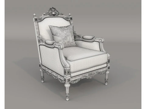 Classic European Style Sofa and Armchair Set 8 3D Model