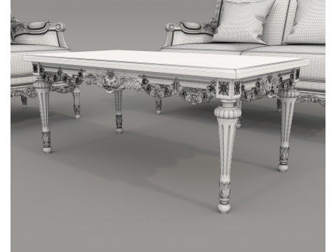 Classic European Style Sofa and Armchair Set 8 3D 모델