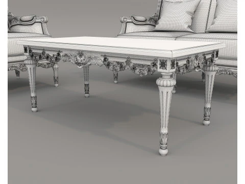 Classic European Style Sofa and Armchair Set 8 3D Model