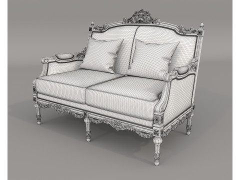 Classic European Style Sofa and Armchair Set 8 3D 모델